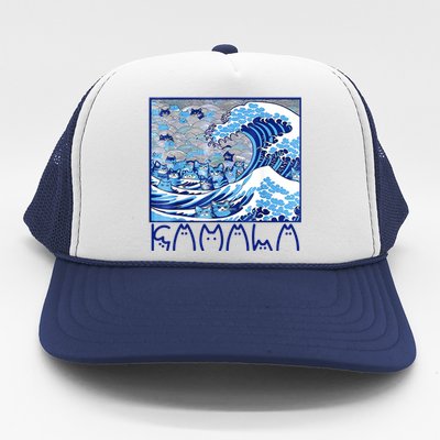 Kamala Harris Blue Cats Wave Funny Cat Trucker Hat