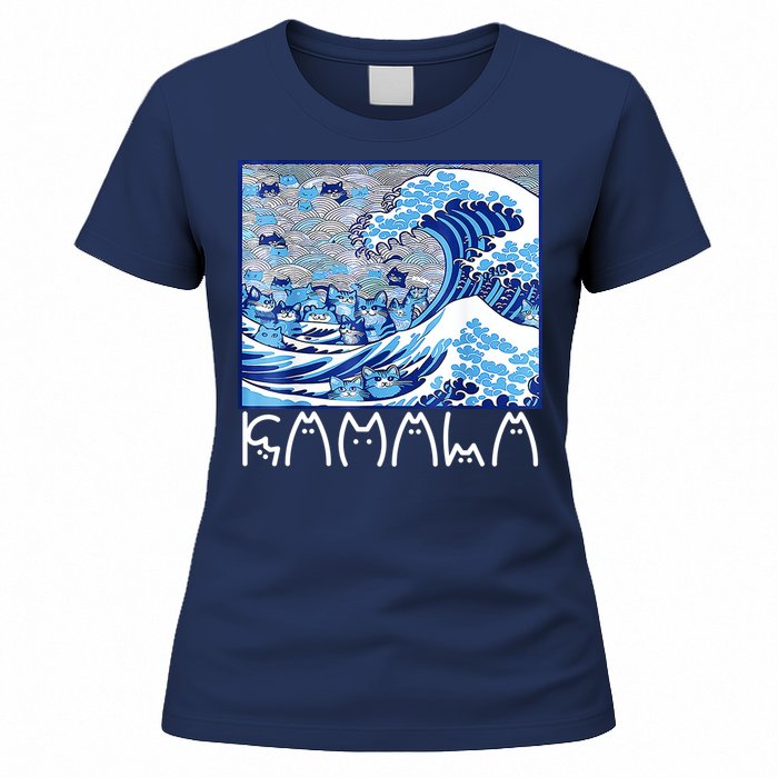 Kamala Harris Blue Cats Wave Funny Cat Women's T-Shirt