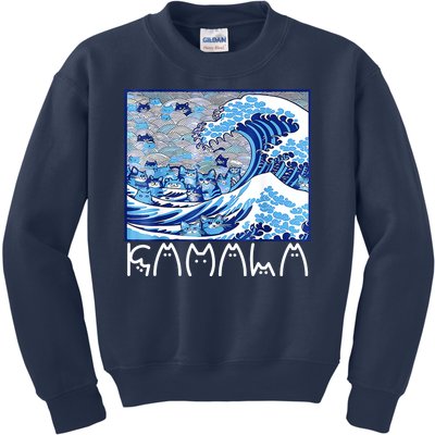 Kamala Harris Blue Cats Wave Funny Cat Kids Sweatshirt