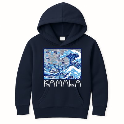 Kamala Harris Blue Cats Wave Funny Cat Kids Hoodie