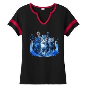 Kamala Harris Blue Cats Wave Funny For Cat Owners Ladies Halftime Notch Neck Tee