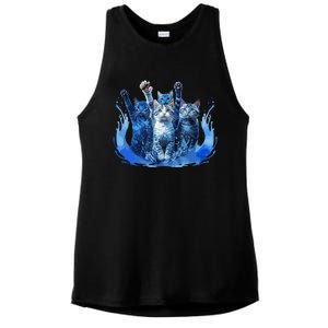 Kamala Harris Blue Cats Wave Funny For Cat Owners Ladies PosiCharge Tri-Blend Wicking Tank