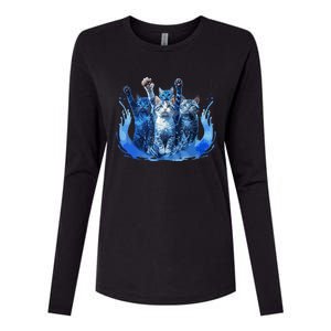 Kamala Harris Blue Cats Wave Funny For Cat Owners Womens Cotton Relaxed Long Sleeve T-Shirt