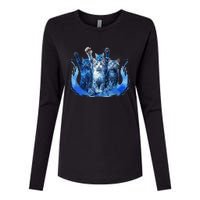 Kamala Harris Blue Cats Wave Funny For Cat Owners Womens Cotton Relaxed Long Sleeve T-Shirt