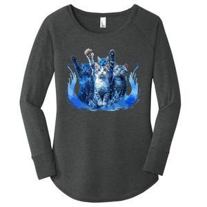 Kamala Harris Blue Cats Wave Funny For Cat Owners Women's Perfect Tri Tunic Long Sleeve Shirt