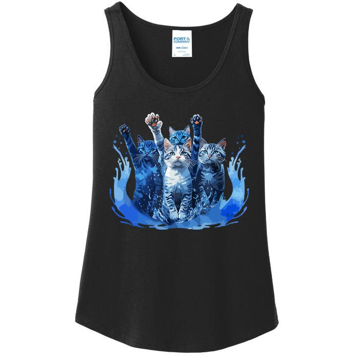 Kamala Harris Blue Cats Wave Funny For Cat Owners Ladies Essential Tank