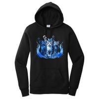 Kamala Harris Blue Cats Wave Funny For Cat Owners Women's Pullover Hoodie