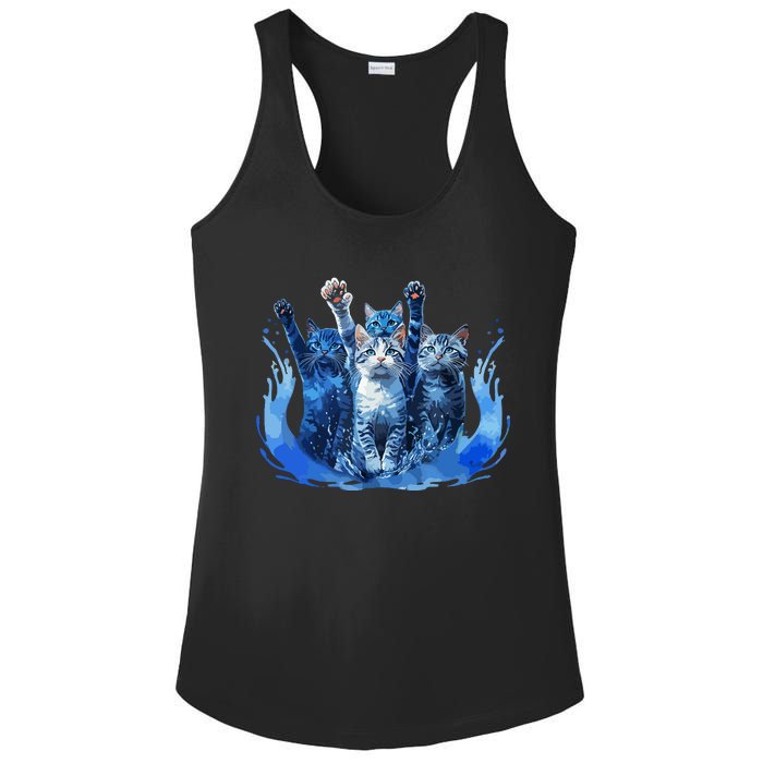 Kamala Harris Blue Cats Wave Funny For Cat Owners Ladies PosiCharge Competitor Racerback Tank