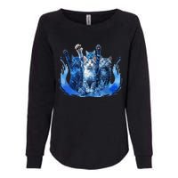 Kamala Harris Blue Cats Wave Funny For Cat Owners Womens California Wash Sweatshirt