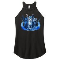 Kamala Harris Blue Cats Wave Funny For Cat Owners Women's Perfect Tri Rocker Tank