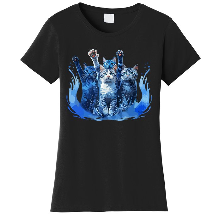 Kamala Harris Blue Cats Wave Funny For Cat Owners Women's T-Shirt