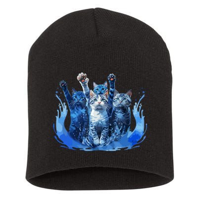 Kamala Harris Blue Cats Wave Funny For Cat Owners Short Acrylic Beanie