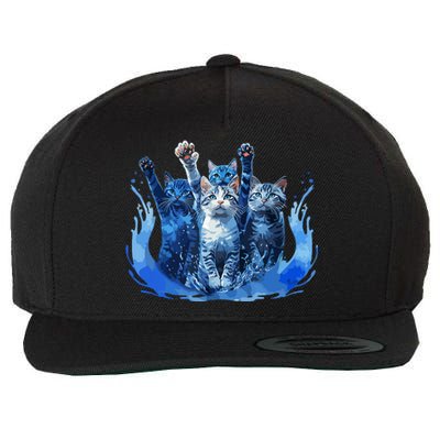 Kamala Harris Blue Cats Wave Funny For Cat Owners Wool Snapback Cap