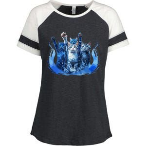 Kamala Harris Blue Cats Wave Funny For Cat Owners Enza Ladies Jersey Colorblock Tee