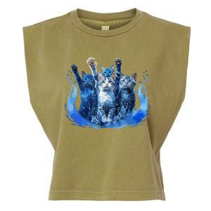 Kamala Harris Blue Cats Wave Funny For Cat Owners Garment-Dyed Women's Muscle Tee