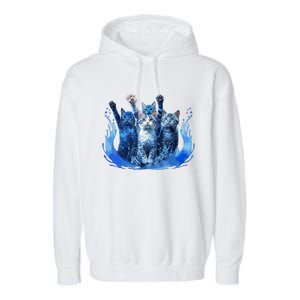 Kamala Harris Blue Cats Wave Funny For Cat Owners Garment-Dyed Fleece Hoodie