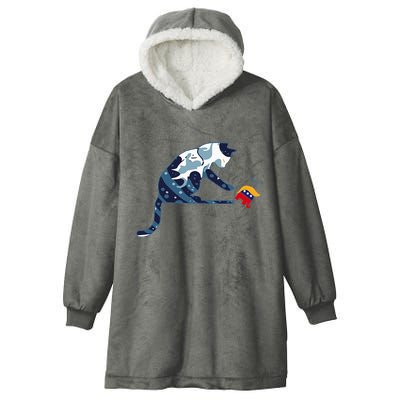 Kamala Harris Blue Cat Hooded Wearable Blanket