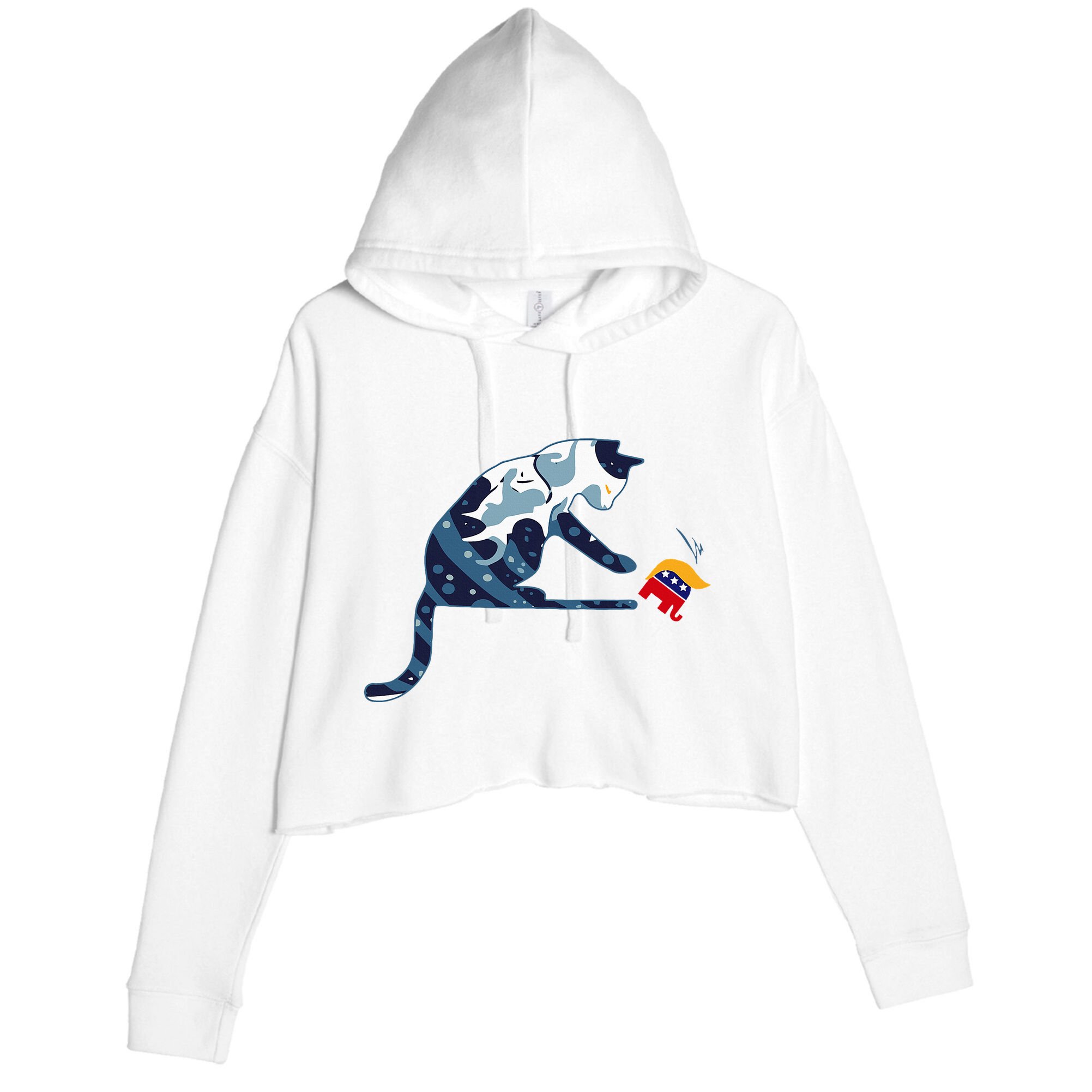 Kamala Harris Blue Cat Crop Fleece Hoodie