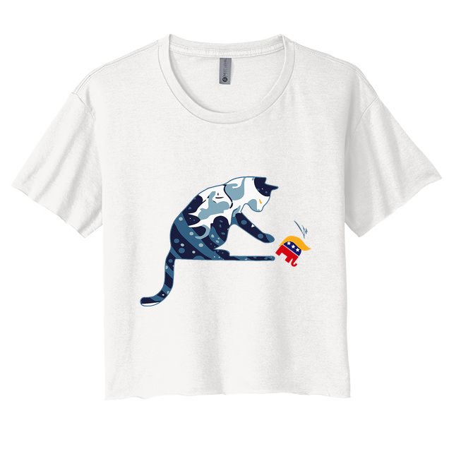 Kamala Harris Blue Cat Crop Top