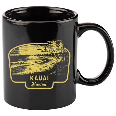 Kauai Hawaii Beach Surf Vintage Blue 11oz C Handle Ceramic Mug