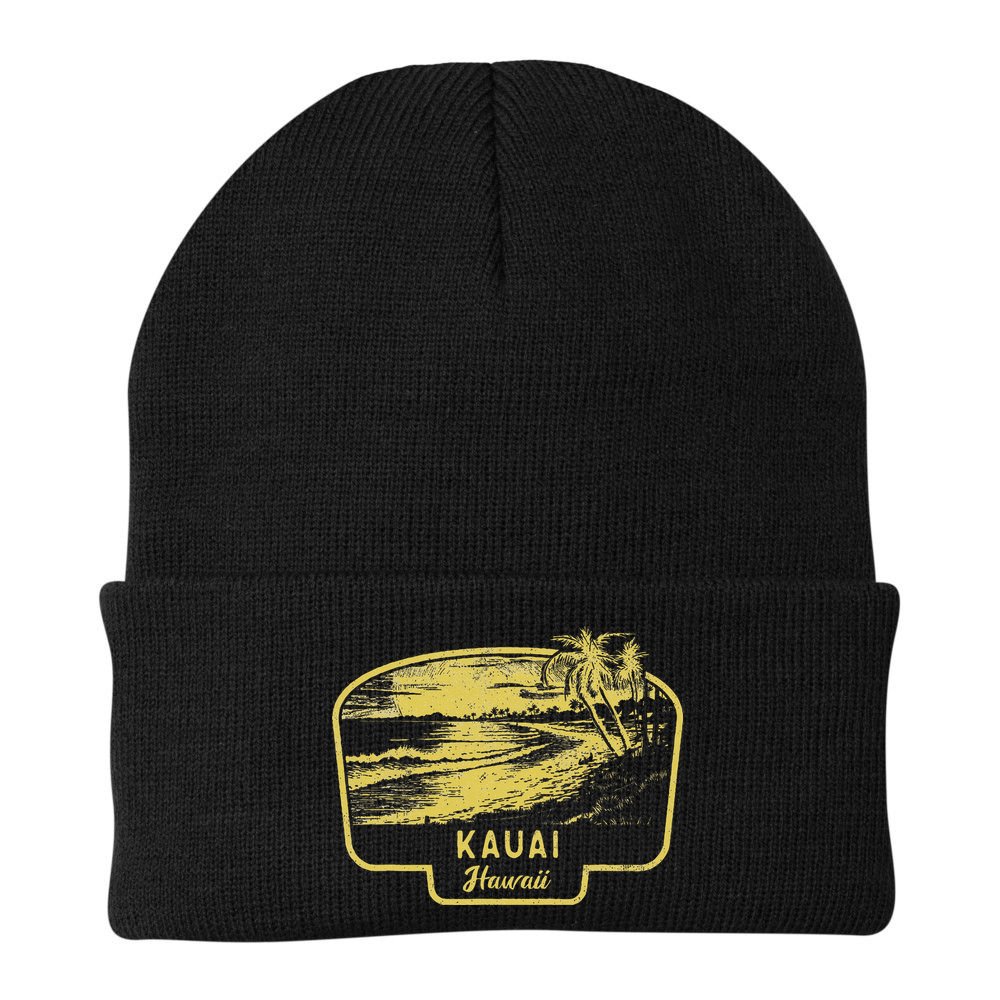 Kauai Hawaii Beach Surf Vintage Blue Beanie