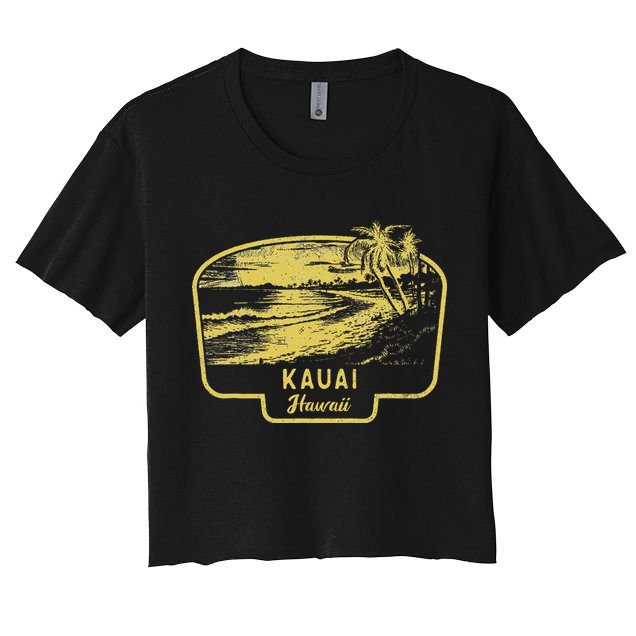 Kauai Hawaii Beach Surf Vintage Blue Crop Top
