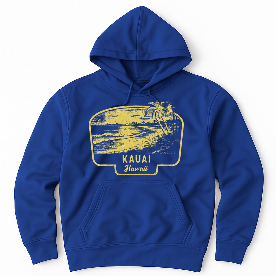 Kauai Hawaii Beach Surf Vintage Blue Hoodie