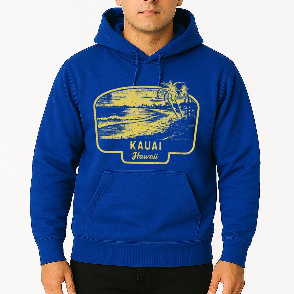 Kauai Hawaii Beach Surf Vintage Blue Hoodie