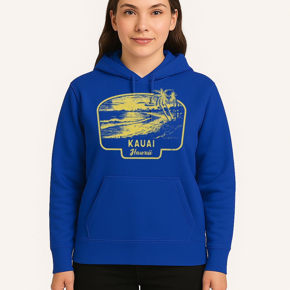 Kauai Hawaii Beach Surf Vintage Blue Hoodie