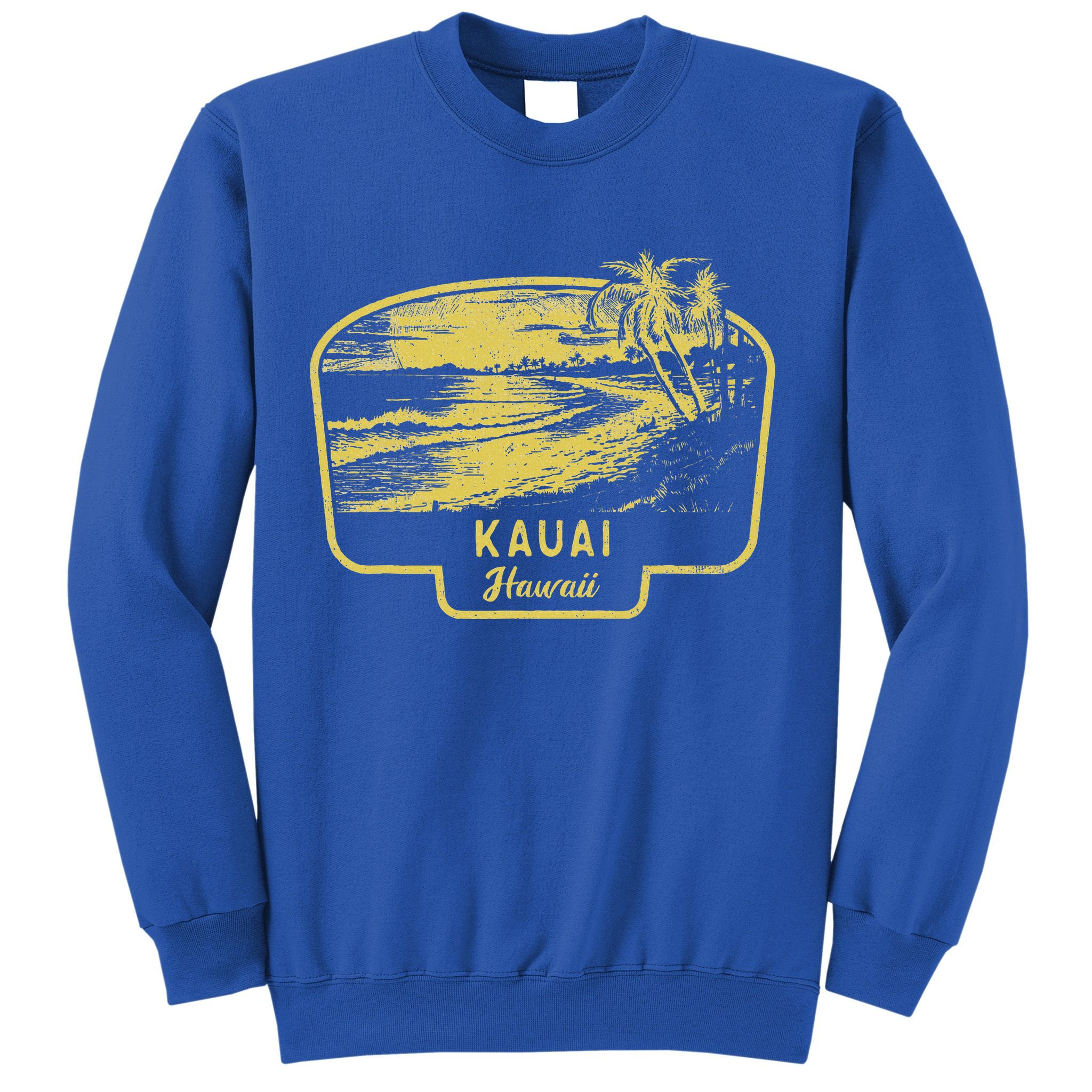Kauai Hawaii Beach Surf Vintage Blue Sweatshirt