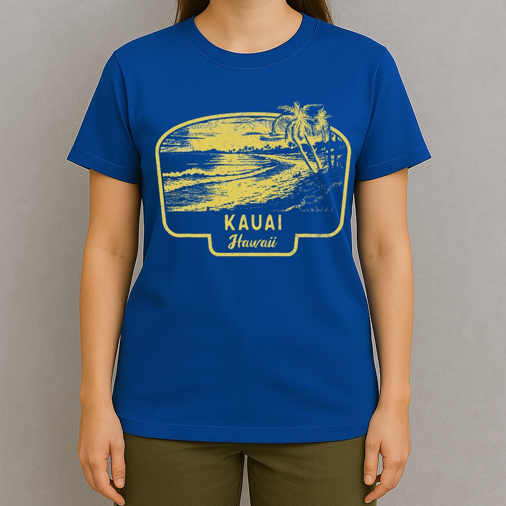 Kauai Hawaii Beach Surf Vintage Blue T-Shirt