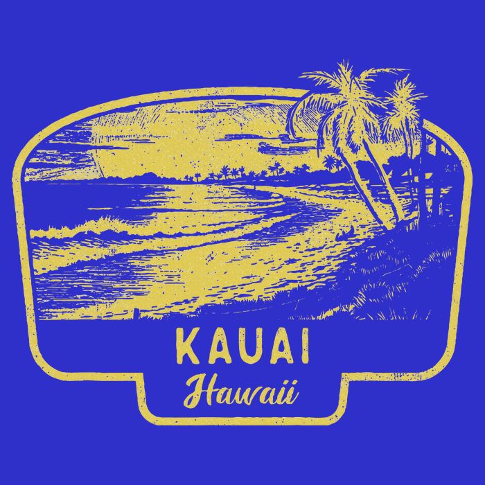 Kauai Hawaii Beach Surf Vintage Blue T-Shirt