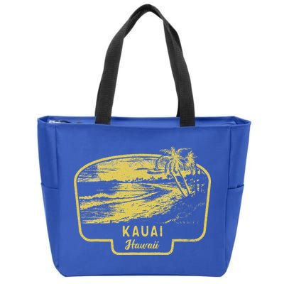 Kauai Hawaii Beach Surf Vintage Blue Zip Tote Bag