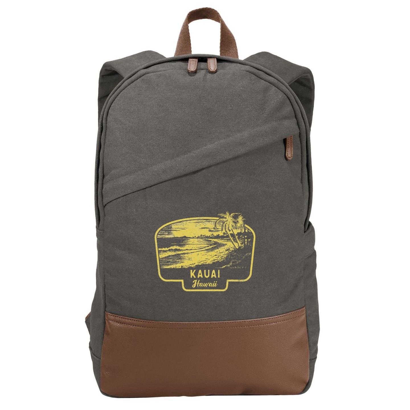 Kauai Hawaii Beach Surf Vintage Blue Cotton Canvas Backpack