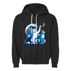 Kamala Harris Blue Cats Wave Kamala Funny For Cat Lovers Garment-Dyed Fleece Hoodie