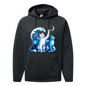 Kamala Harris Blue Cats Wave Kamala Funny For Cat Lovers Performance Fleece Hoodie