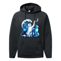 Kamala Harris Blue Cats Wave Kamala Funny For Cat Lovers Performance Fleece Hoodie