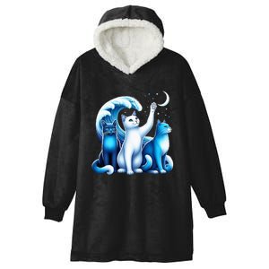 Kamala Harris Blue Cats Wave Kamala Funny For Cat Lovers Hooded Wearable Blanket