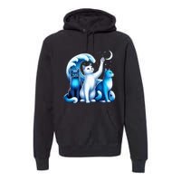 Kamala Harris Blue Cats Wave Kamala Funny For Cat Lovers Premium Hoodie