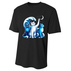 Kamala Harris Blue Cats Wave Kamala Funny For Cat Lovers Performance Sprint T-Shirt