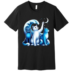 Kamala Harris Blue Cats Wave Kamala Funny For Cat Lovers Premium T-Shirt