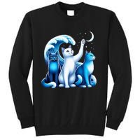 Kamala Harris Blue Cats Wave Kamala Funny For Cat Lovers Tall Sweatshirt