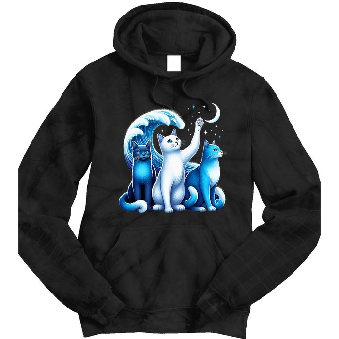 Kamala Harris Blue Cats Wave Kamala Funny For Cat Lovers Tie Dye Hoodie