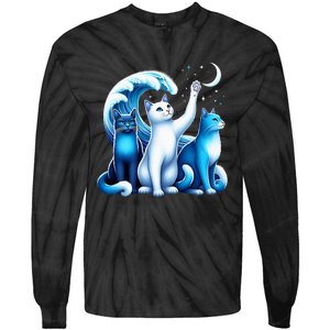 Kamala Harris Blue Cats Wave Kamala Funny For Cat Lovers Tie-Dye Long Sleeve Shirt