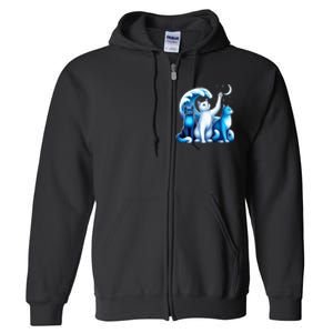 Kamala Harris Blue Cats Wave Kamala Funny For Cat Lovers Full Zip Hoodie