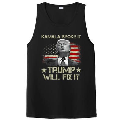 Kamala Harris Broke It Trump Will Fix It Usa Flag Trump Cool PosiCharge Competitor Tank