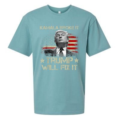 Kamala Harris Broke It Trump Will Fix It Usa Flag Trump Cool Sueded Cloud Jersey T-Shirt