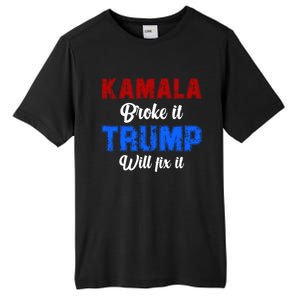 Kamala Harris Broke It Trump Will Fix It Usa Flag Trump Cool Tall Fusion ChromaSoft Performance T-Shirt