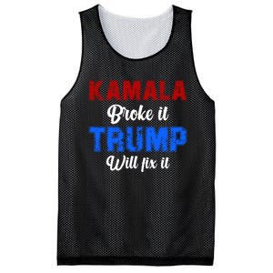 Kamala Harris Broke It Trump Will Fix It Usa Flag Trump Cool Mesh Reversible Basketball Jersey Tank