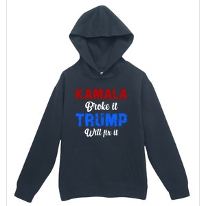 Kamala Harris Broke It Trump Will Fix It Usa Flag Trump Cool Urban Pullover Hoodie